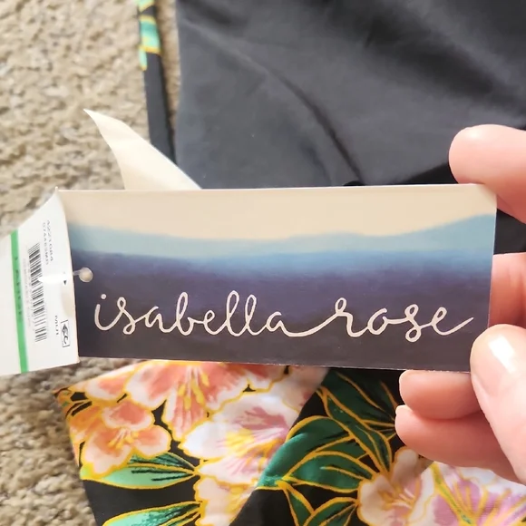 Floral Wrap One-Piece Swimsuit - Black with Tropical Print - Picture 3 of 8